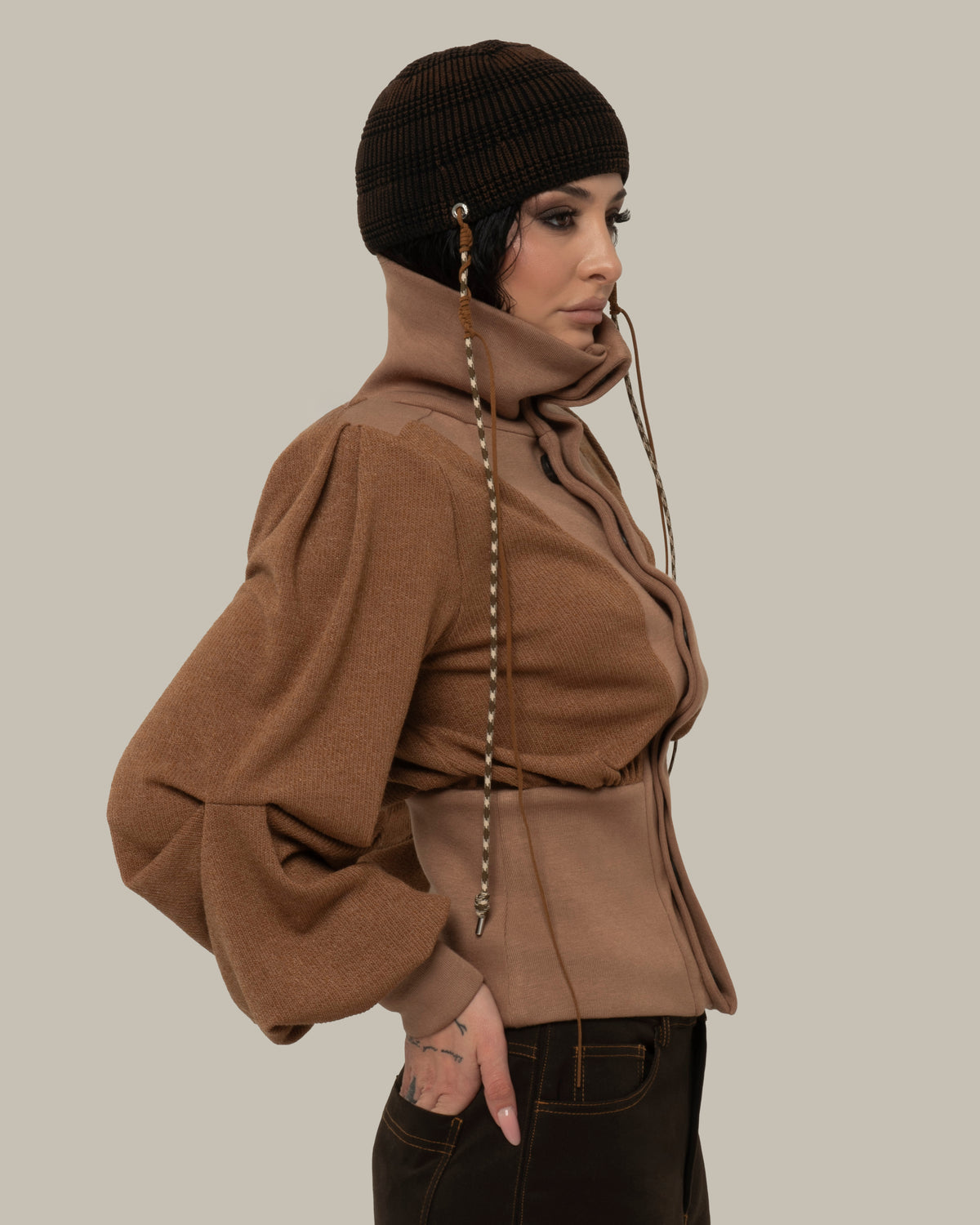STRUCTURED KNIT TOBACCO