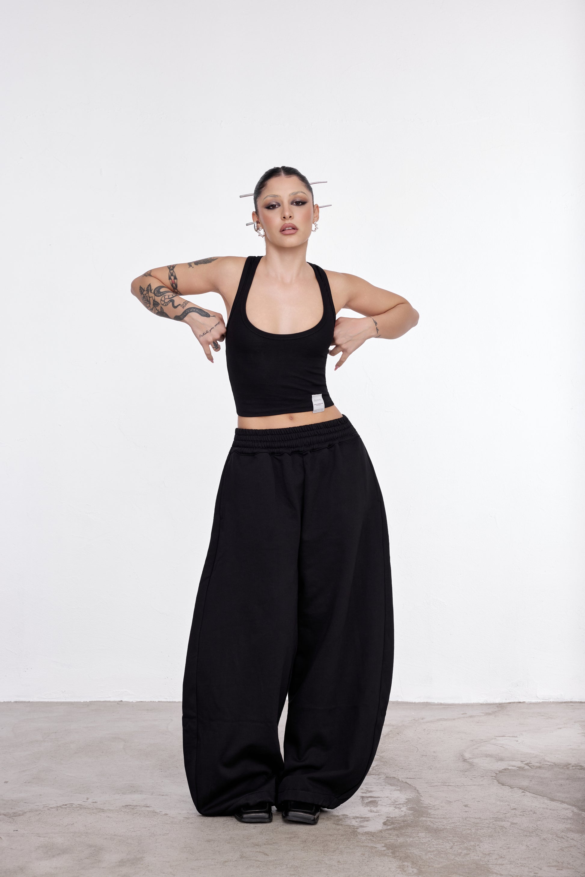 SCULPT-CROP TANK NERO