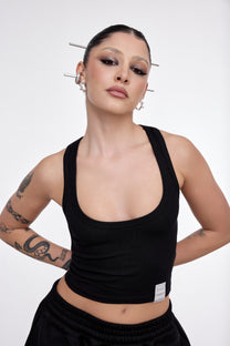 SCULPT-CROP TANK NERO