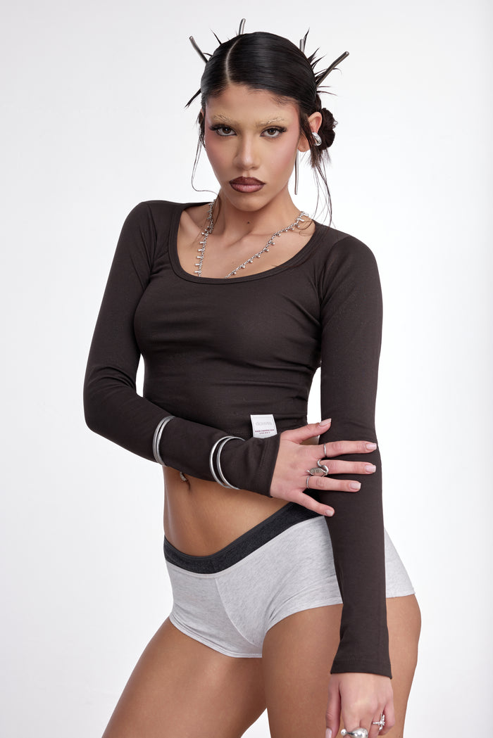 SCULPT-CROP LONGSLEEVE MORO