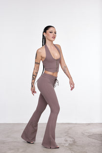 LONGLINE FLARE PANTS MORO