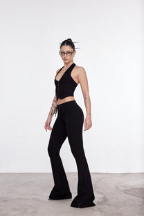 LONGLINE FLARE PANTS NERO