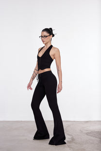 LONGLINE FLARE PANTS NERO
