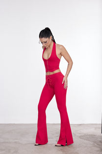 LONGLINE FLARE PANTS ROSSO