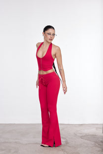 LONGLINE FLARE PANTS ROSSO