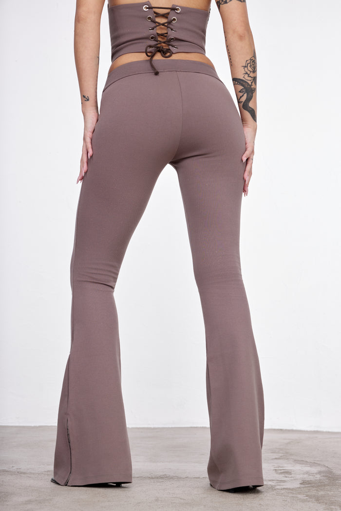 LONGLINE FLARE PANTS MORO