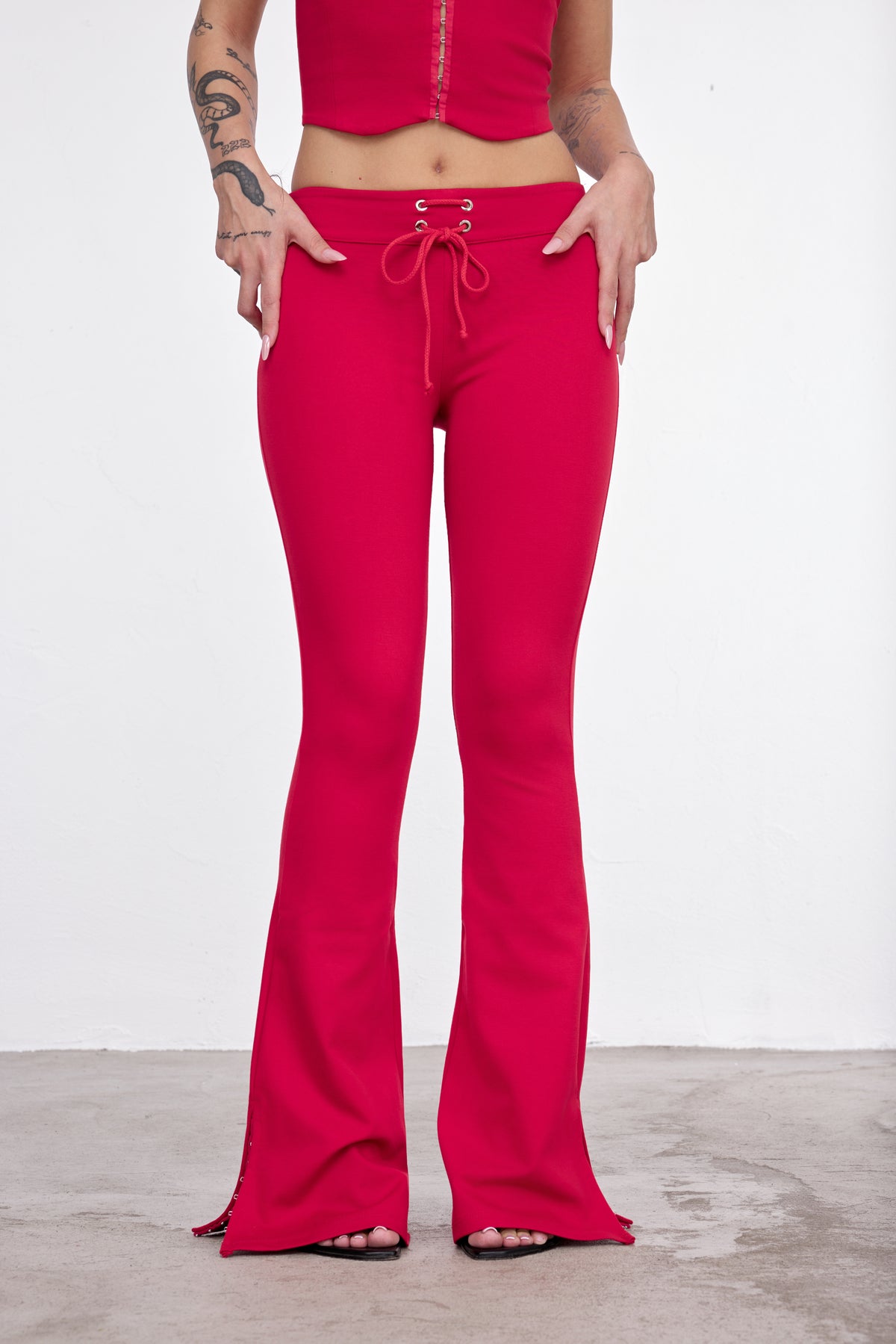 LONGLINE FLARE PANTS ROSSO