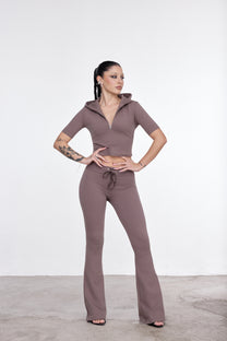 ZIP HOODIE CROP MORO