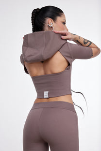 ZIP HOODIE CROP MORO