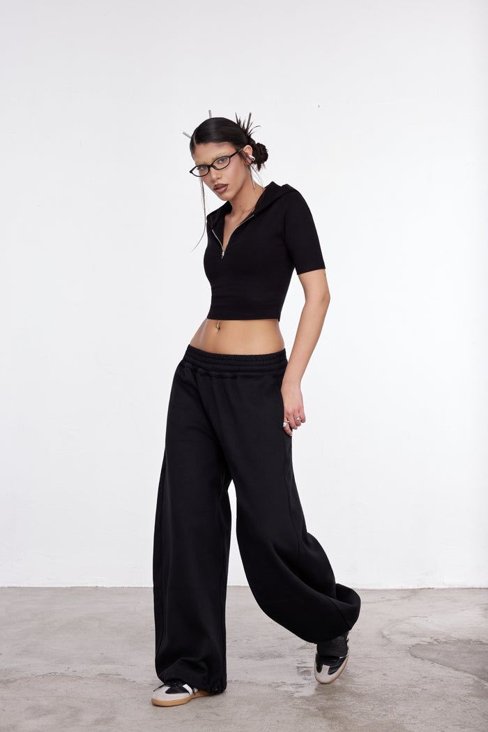 ZIP HOODIE CROP NERO