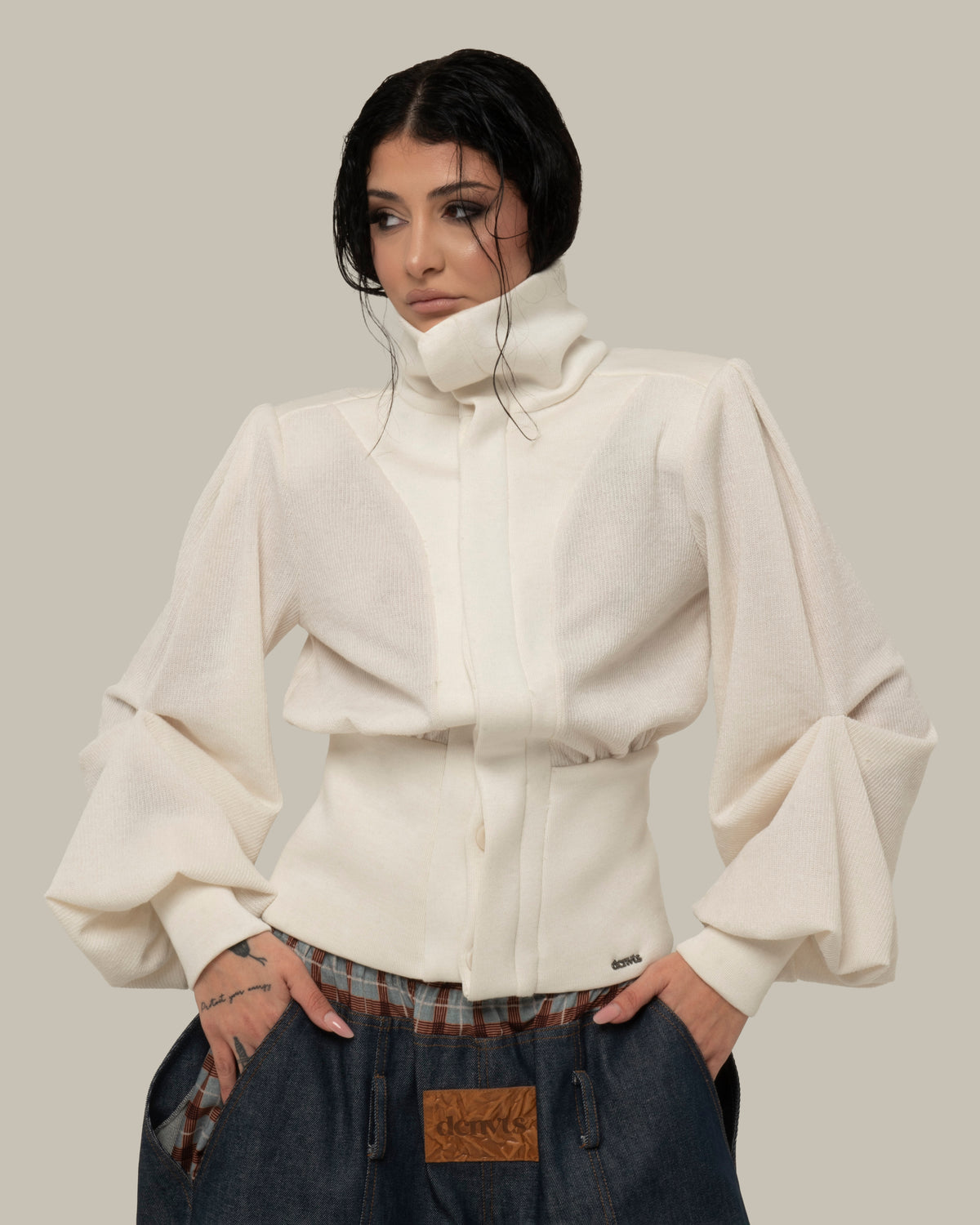 STRUCTURED KNIT IVORY