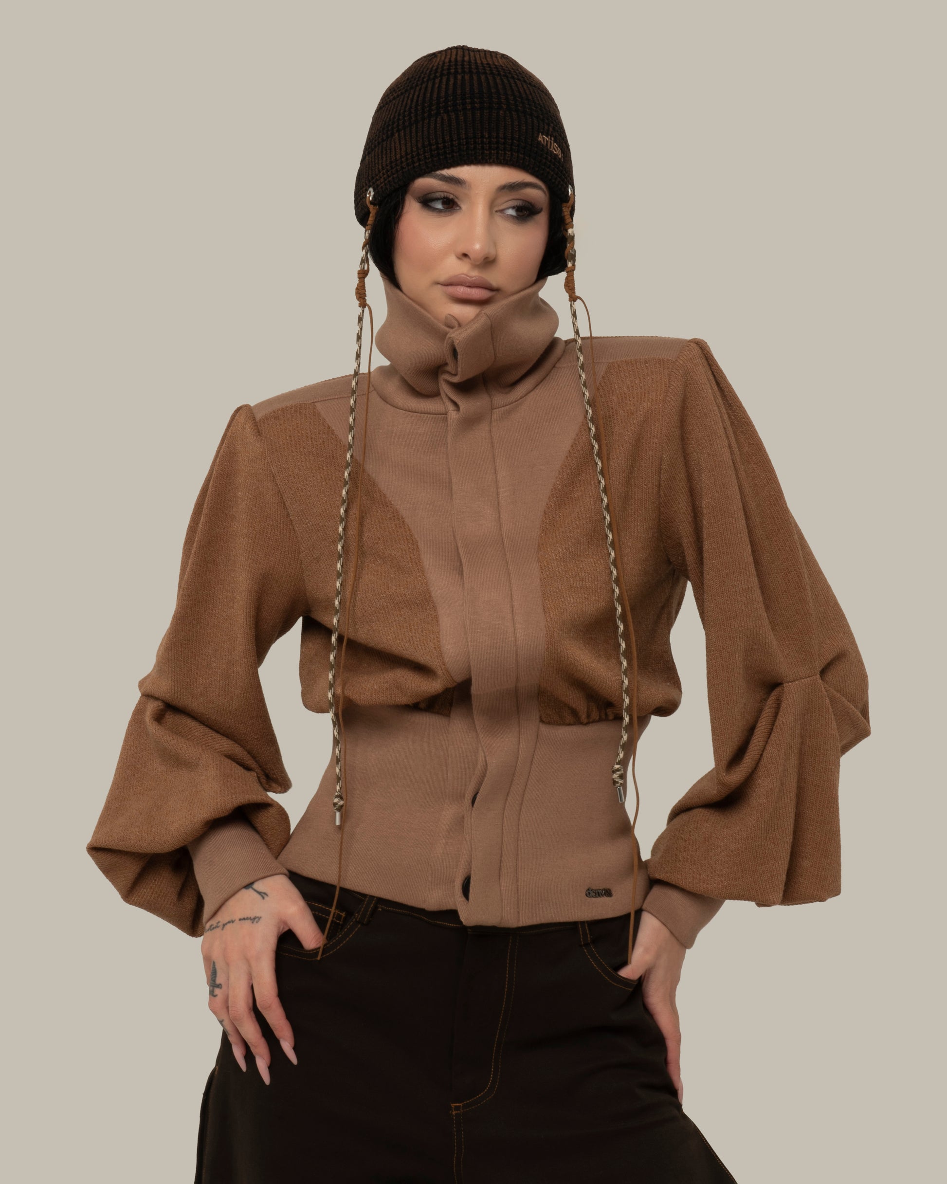 STRUCTURED KNIT TOBACCO