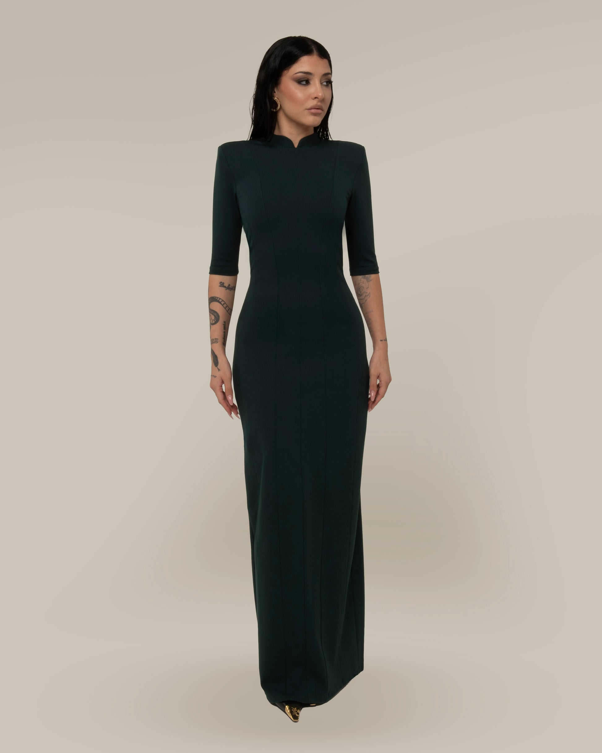 BACKBONE DRESS GREEN